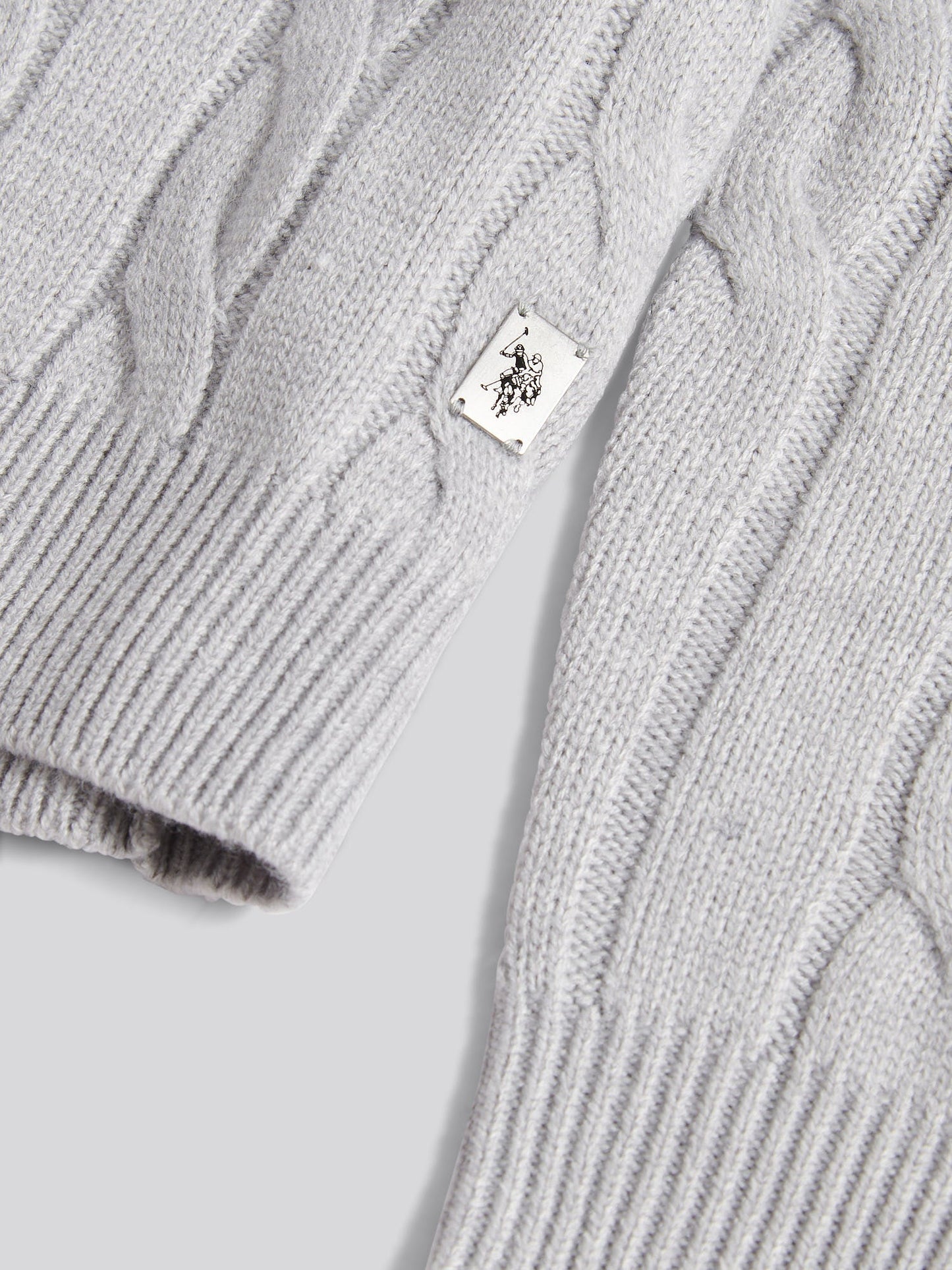 Mens Cable Knit Funnel in Vintage Grey Heather