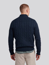 Mens Cable Knit Funnel in Dark Sapphire Navy