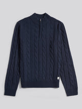 Mens Cable Knit Funnel in Dark Sapphire Navy