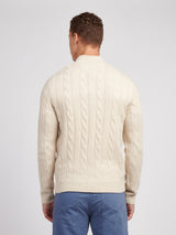 Mens Cable Knit Funnel in Birch Marl
