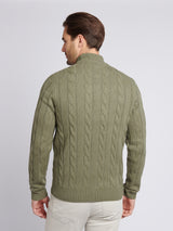Mens Cable Knit Funnel in Mulled Basil