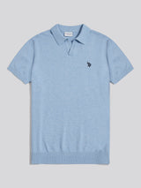 Mens Combed Cotton Double Horsemen Revere Polo Shirt Parisian Blue Marl