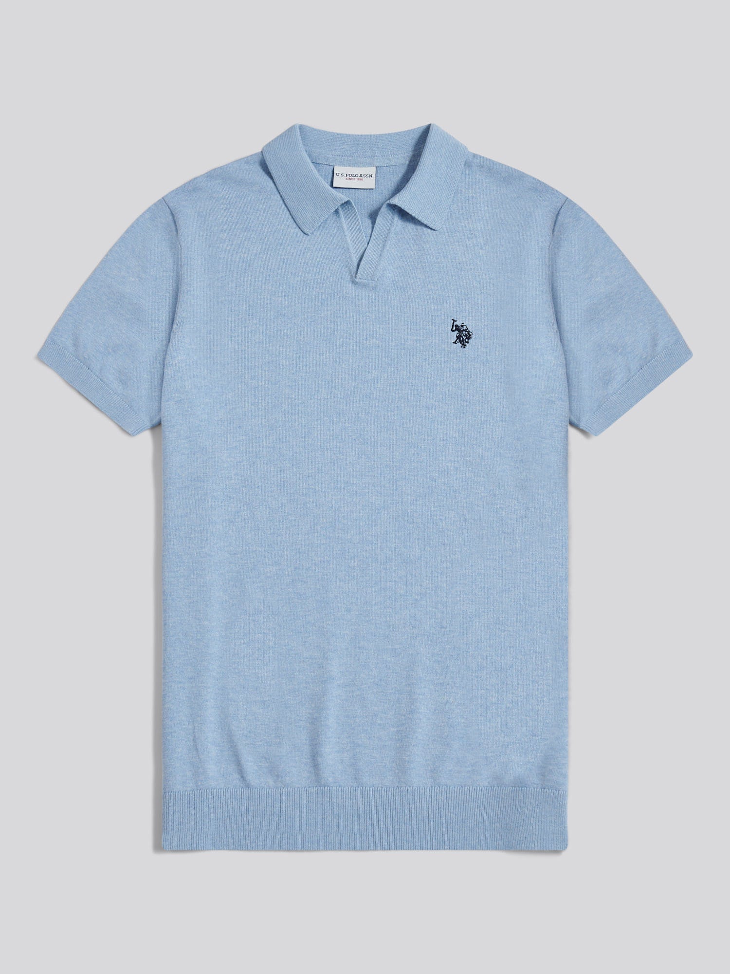 Mens Combed Cotton Double Horsemen Revere Polo Shirt Parisian Blue Marl