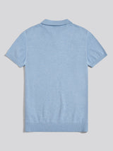 Mens Combed Cotton Double Horsemen Revere Polo Shirt Parisian Blue Marl