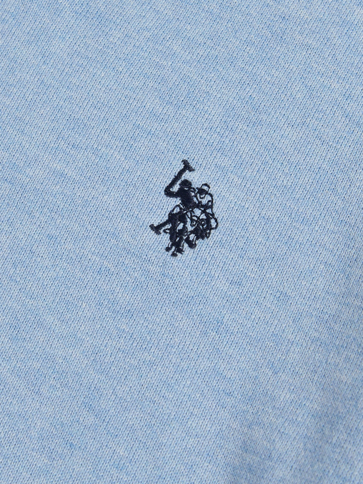 Mens Combed Cotton Double Horsemen Revere Polo Shirt Parisian Blue Marl