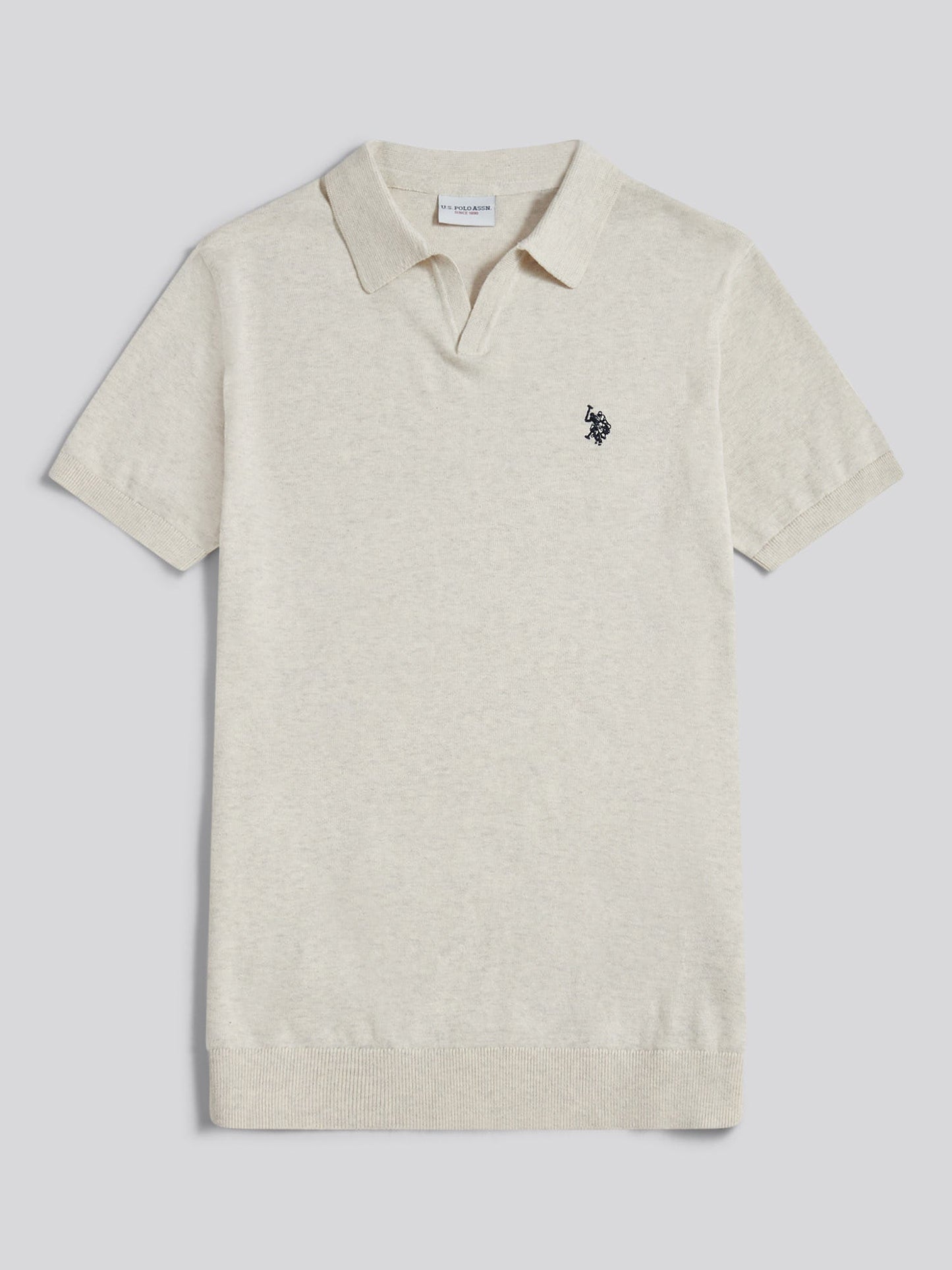 Mens Combed Cotton Double Horsemen Revere Polo Shirt Birch Marl