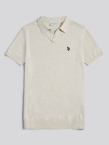 Mens Combed Cotton Double Horsemen Revere Polo Shirt Birch Marl