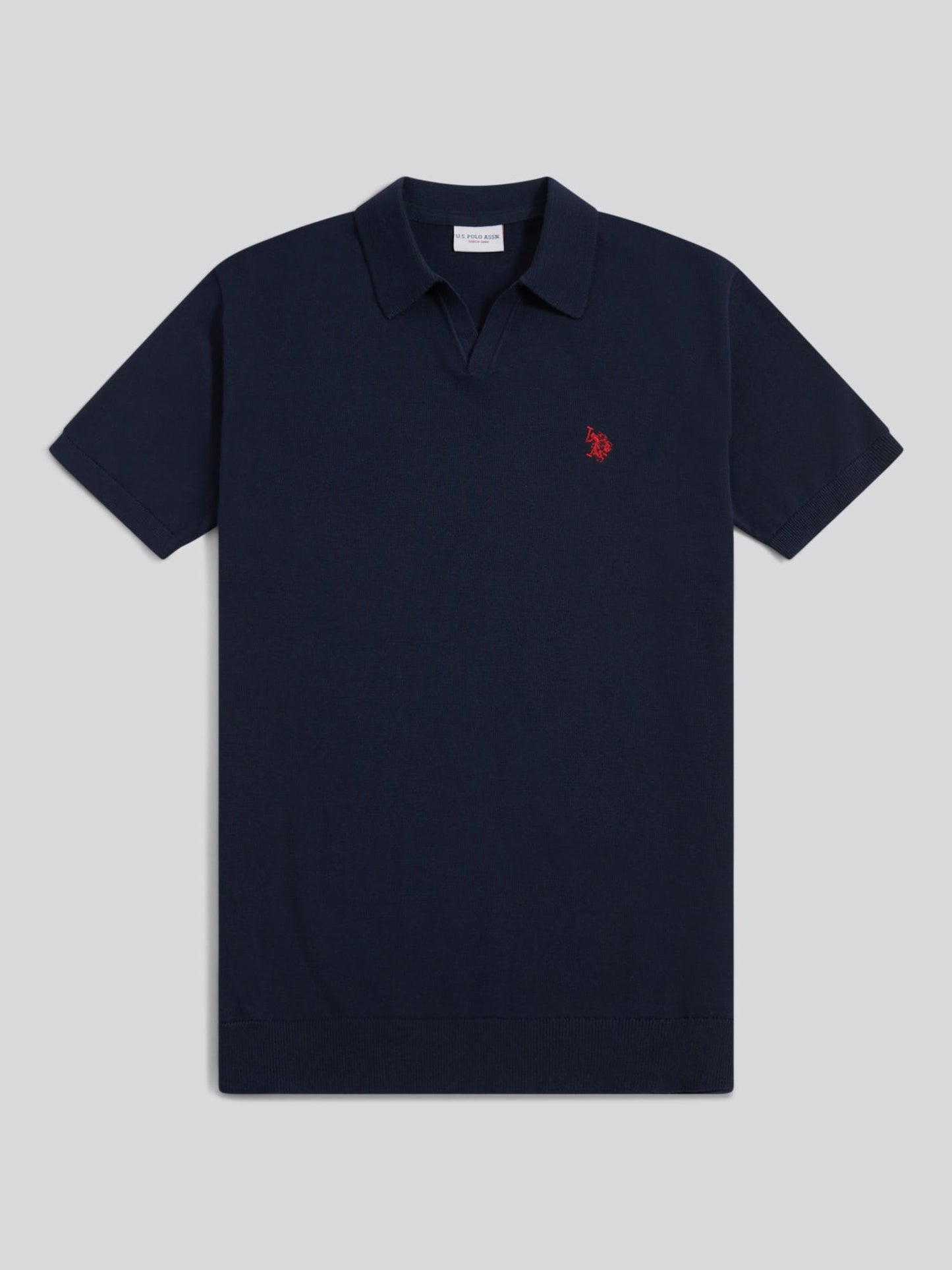 Mens Combed Cotton Double Horsemen Revere Polo Shirt Dark Sapphire Navy / Haute Red DHM