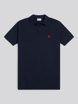 Mens Combed Cotton Double Horsemen Revere Polo Shirt Dark Sapphire Navy / Haute Red DHM