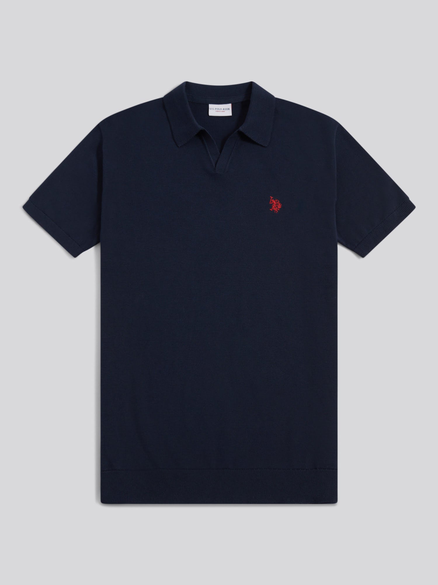Mens Combed Cotton Double Horsemen Revere Polo Shirt Dark Sapphire Navy / Haute Red DHM