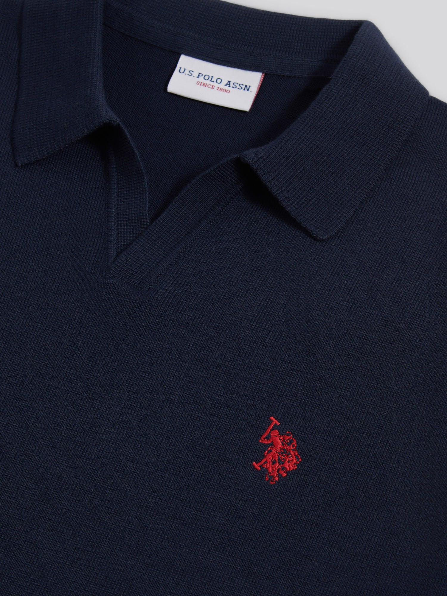 Mens Combed Cotton Double Horsemen Revere Polo Shirt Dark Sapphire Navy / Haute Red DHM