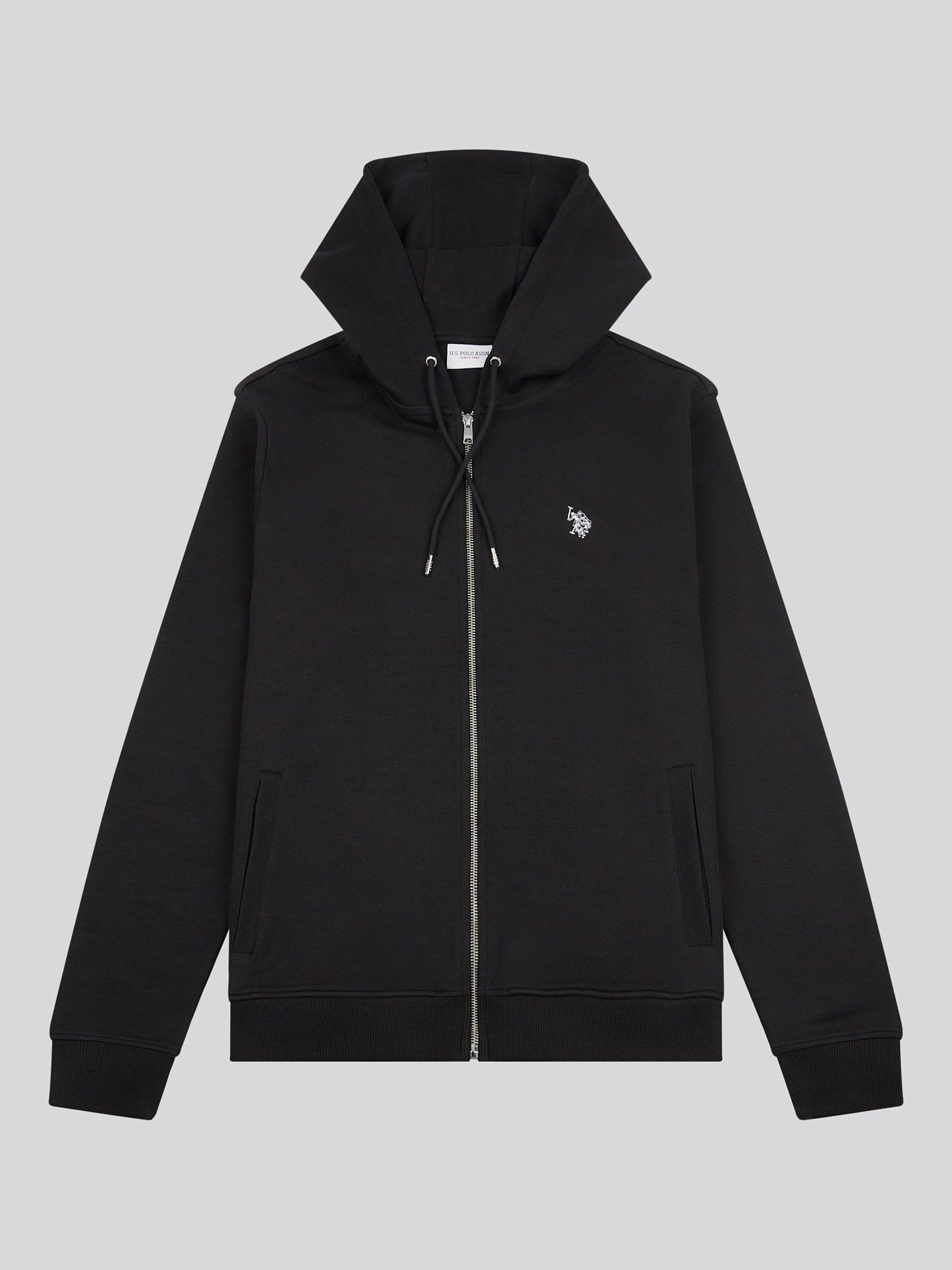 Mens Double Horsemen Zip Hoodie in Black Bright White DHM