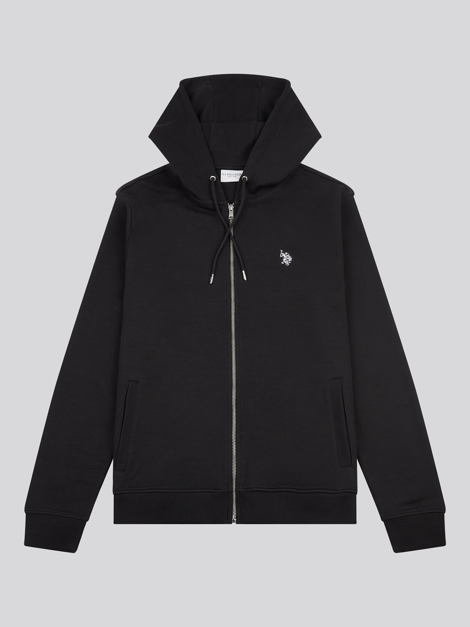 Mens Double Horsemen Zip Hoodie in Black Bright White DHM