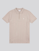 Mens Vertical Stripe Texture Polo Shirt in Atmosphere