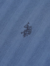 Mens Vertical Stripe Texture Polo Shirt in Vintage Indigo