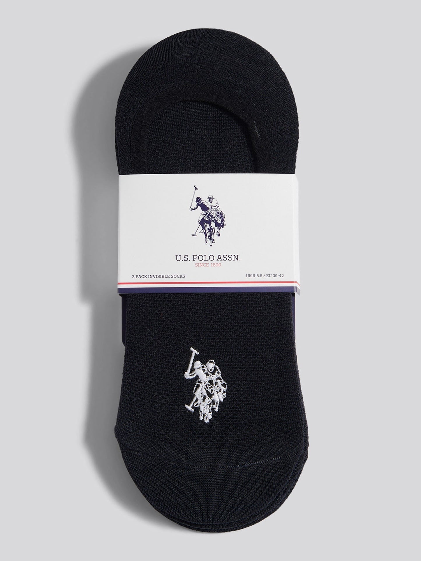 Mens 3 Pack Invisible Trainer Socks Black Bright White DHM