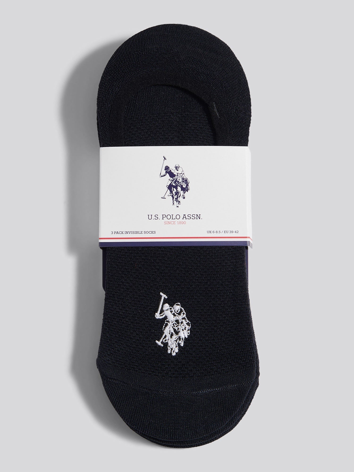 Mens 3 Pack Invisible Trainer Socks Black Bright White DHM