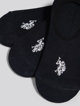 Mens 3 Pack Invisible Trainer Socks Black Bright White DHM