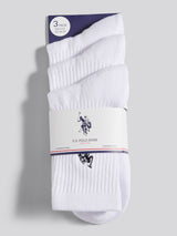 Mens 3 Pack Quarter Sports Sock Bright White