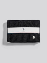 Mens Cable Knit Beanie & Scarf Box Set in Black