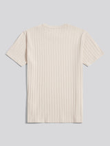 Mens Vertical Texture Loose Knit T-Shirt Beige