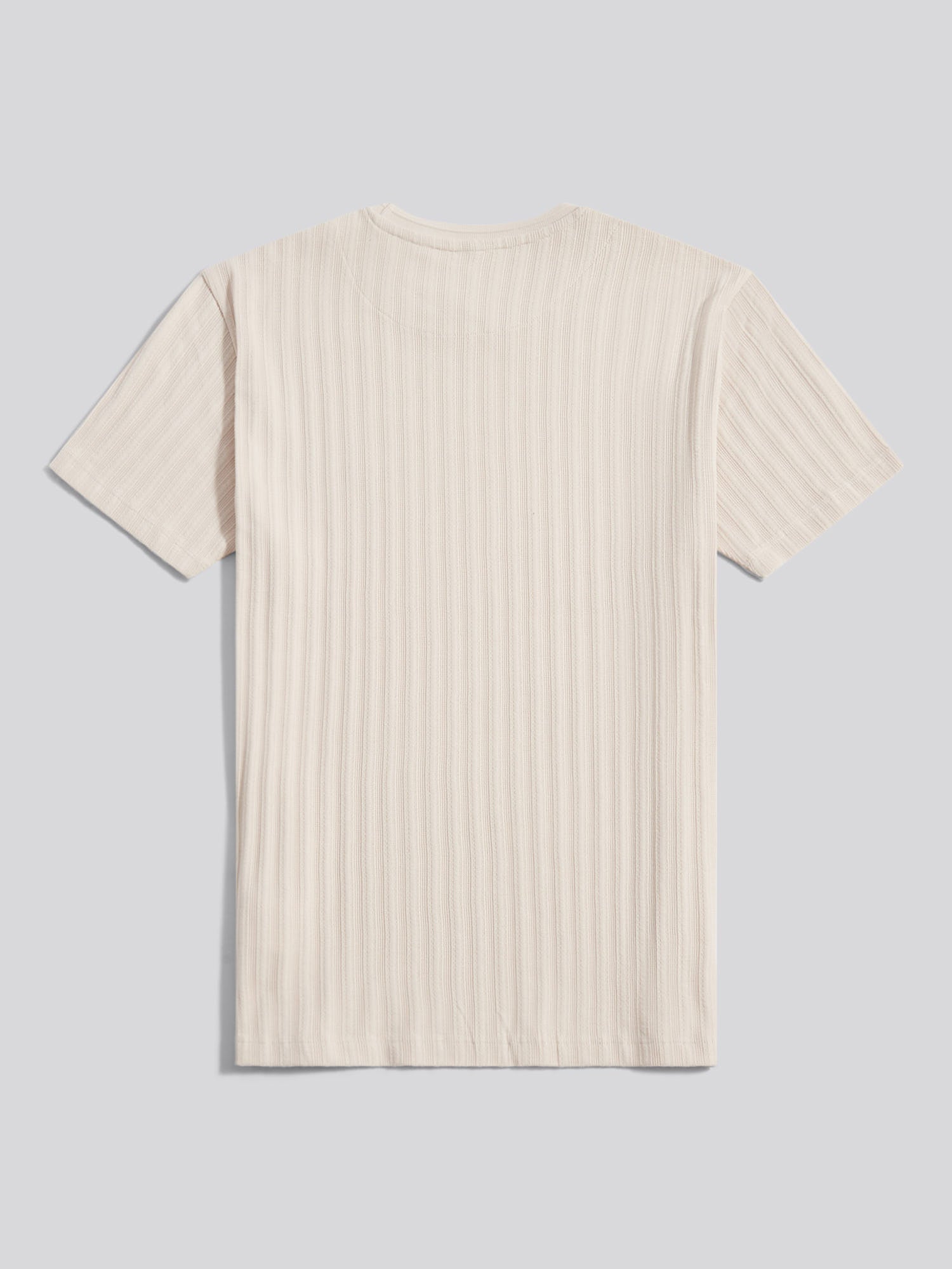Mens Vertical Texture Loose Knit T-Shirt Beige