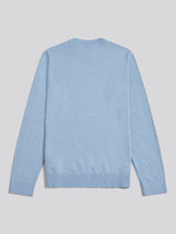 Mens Double Horsemen Cotton Knit Crew Jumper Parisian Blue Marl