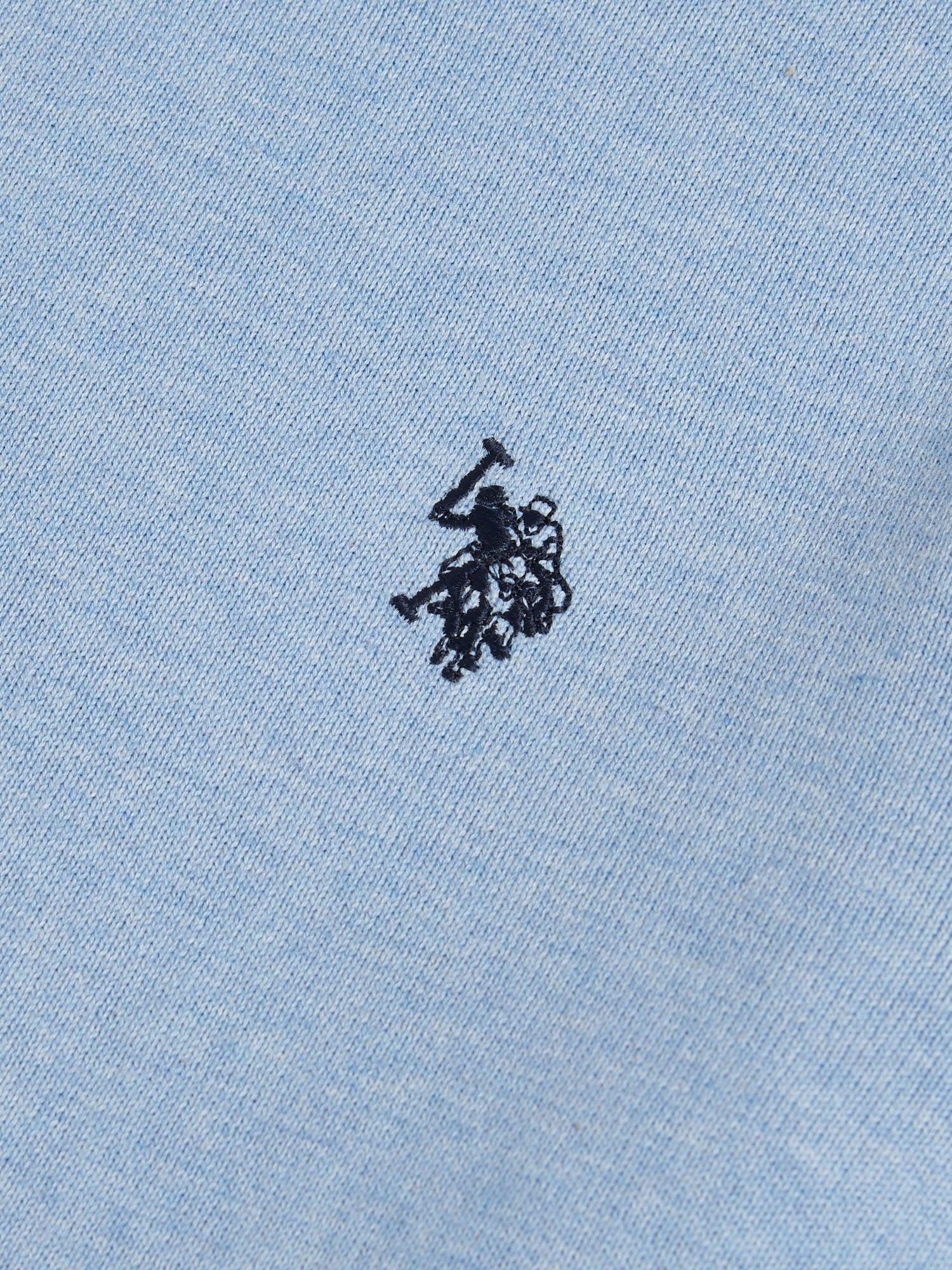 Mens Double Horsemen Cotton Knit Crew Jumper Parisian Blue Marl