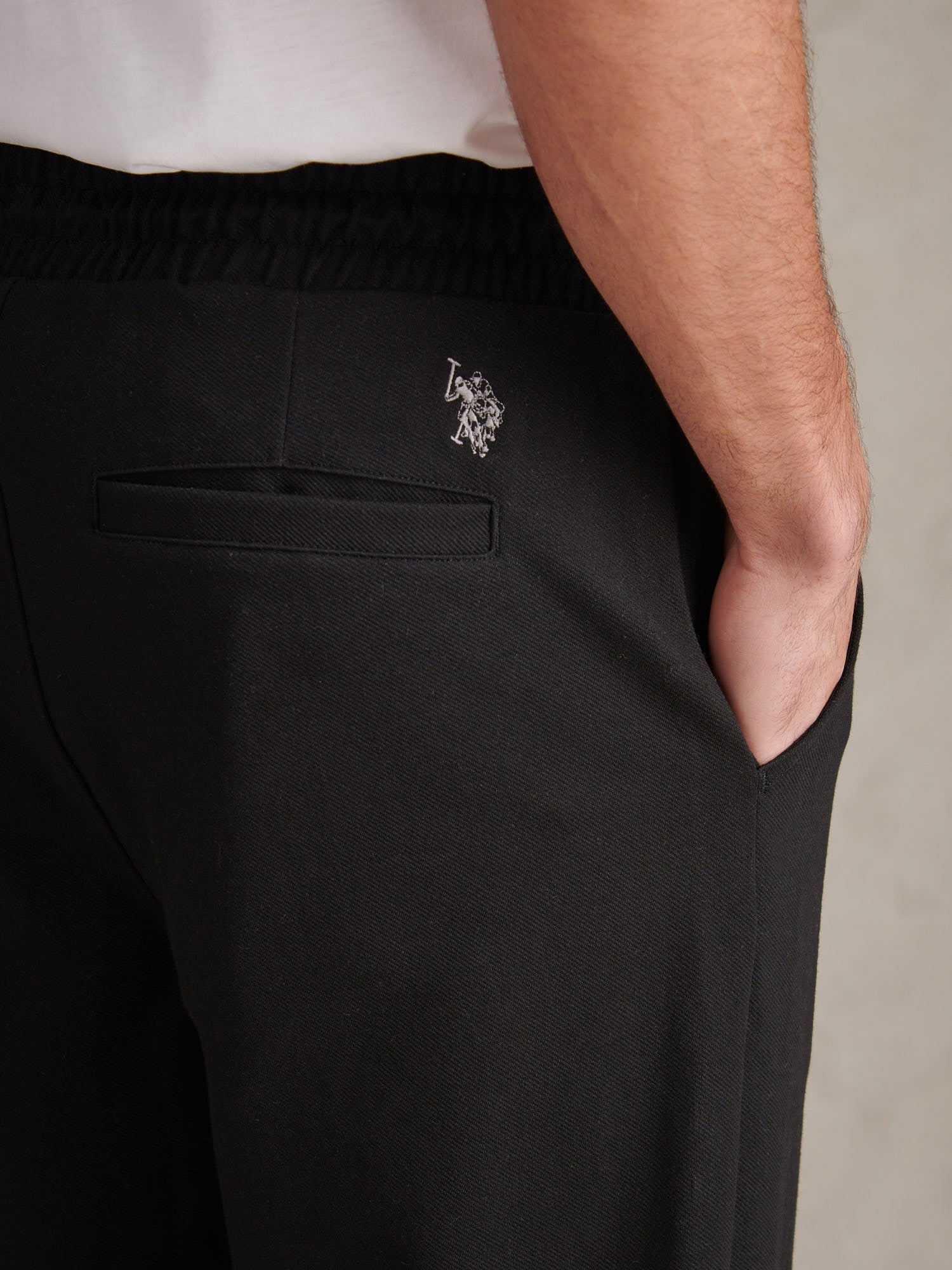 Mens Jersey Double Horsemen Trousers Black