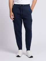 Mens Double Horsemen Cargo Sweat Jogger in Dark Sapphire Navy / Moonlight Blue DHM