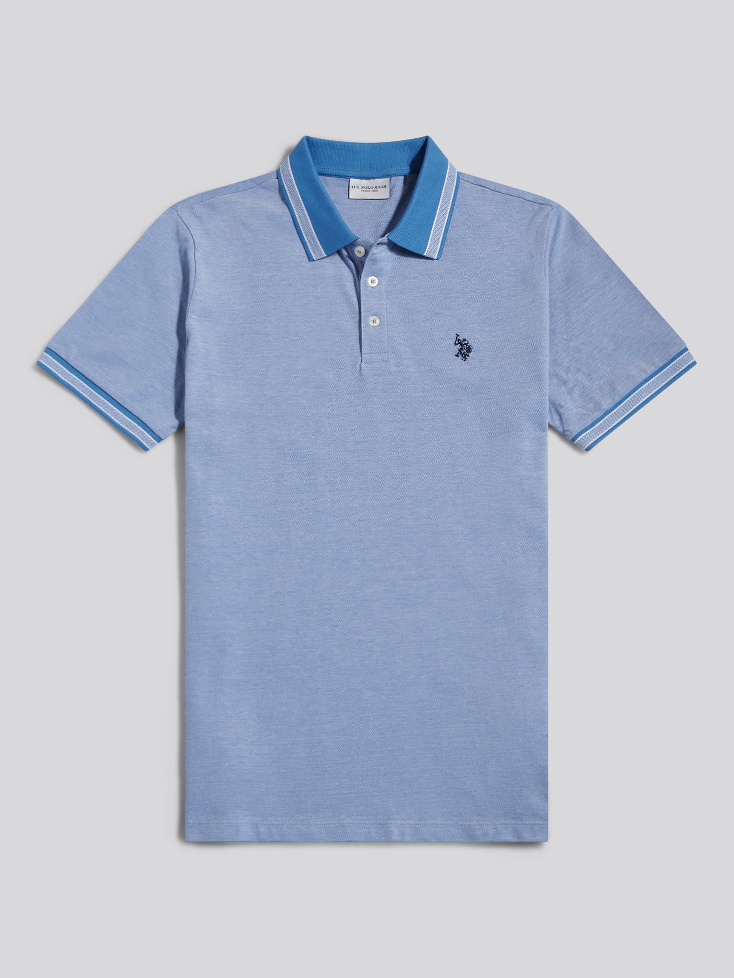 Mens Two Tone Tipped Pique Polo Shirt Riviera
