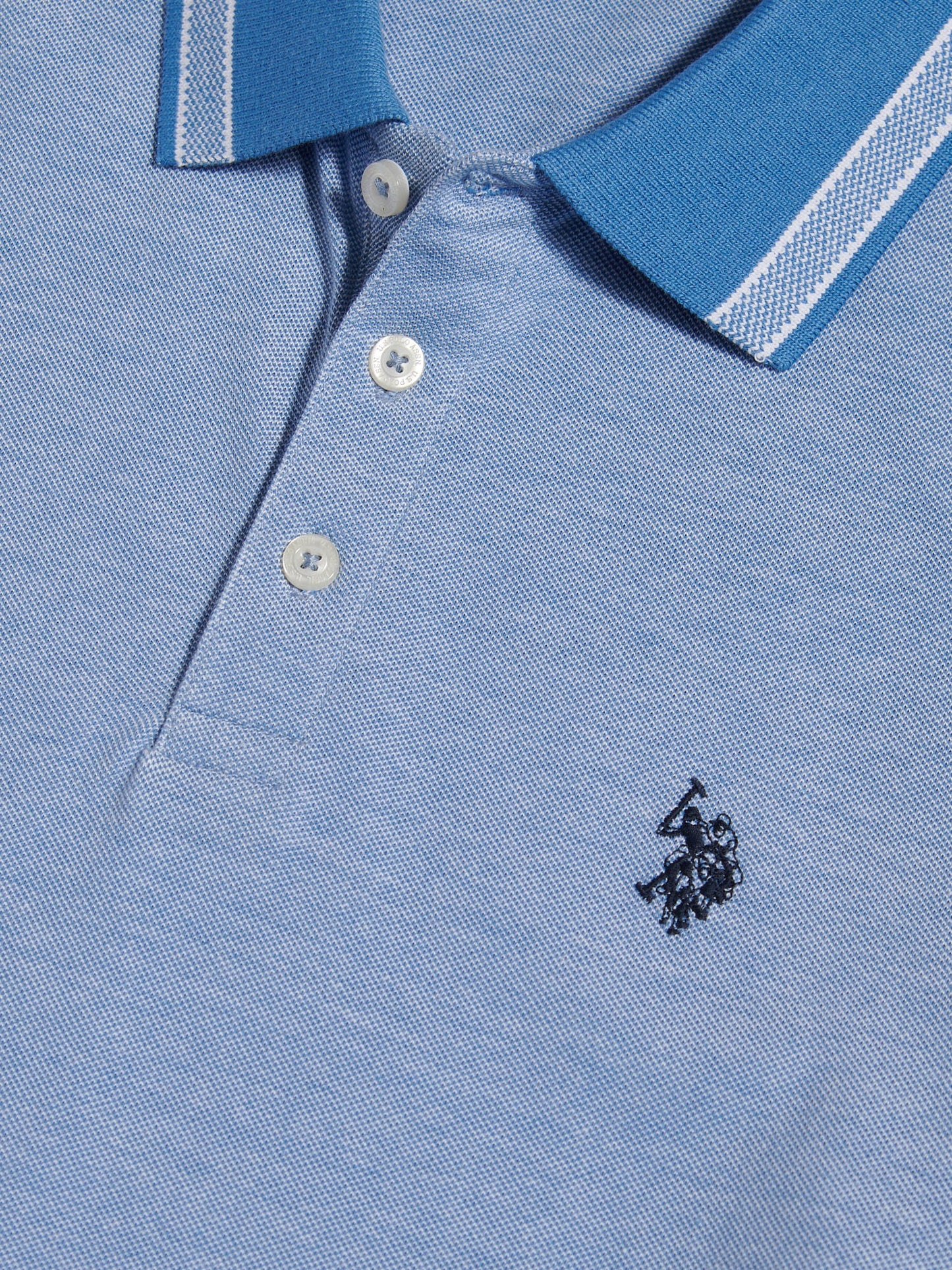 Mens Two Tone Tipped Pique Polo Shirt Riviera