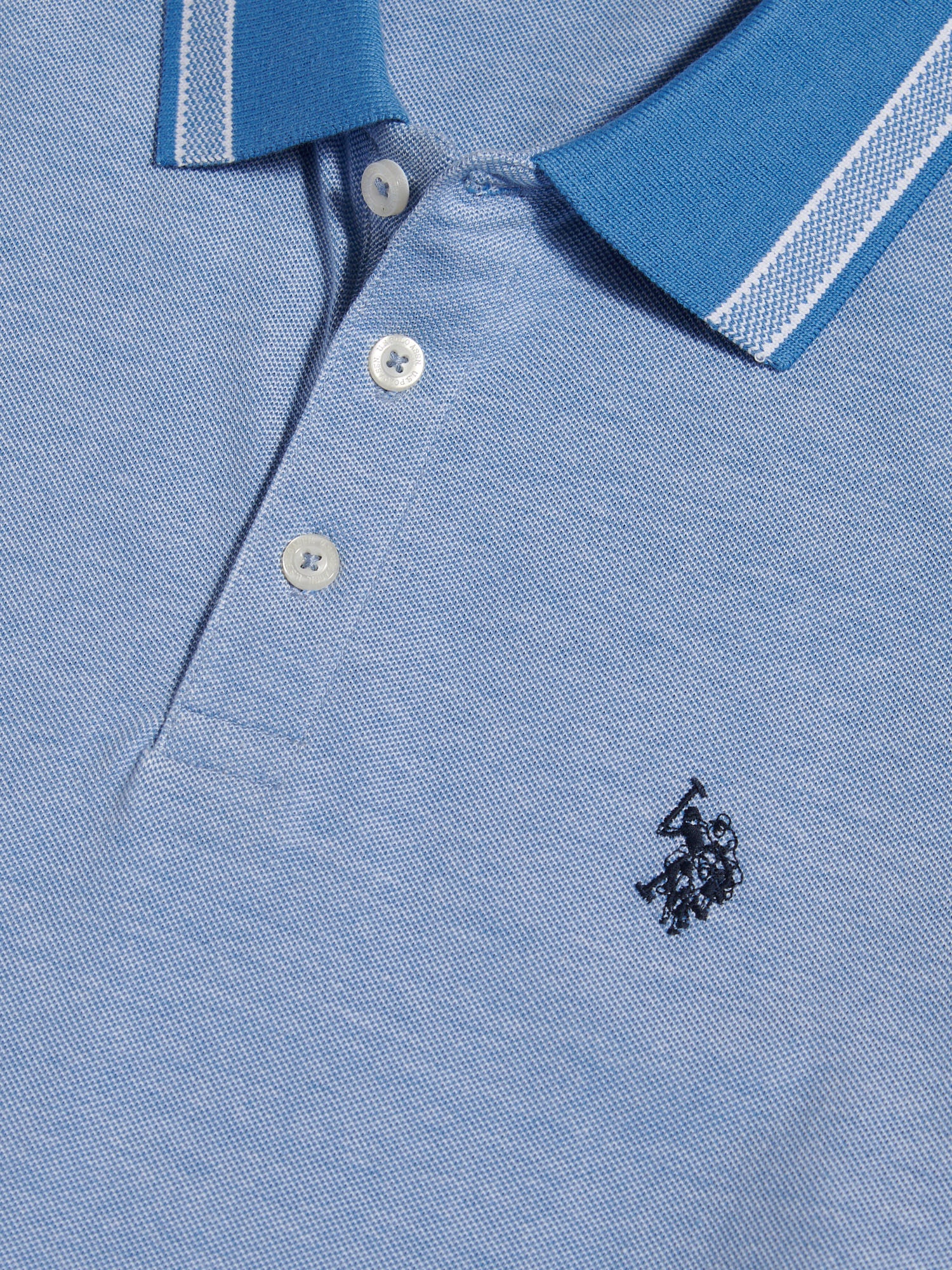 Mens Two Tone Tipped Pique Polo Shirt Riviera