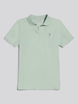 Mens Waffle Open Collar Polo Shirt Aqua Foam