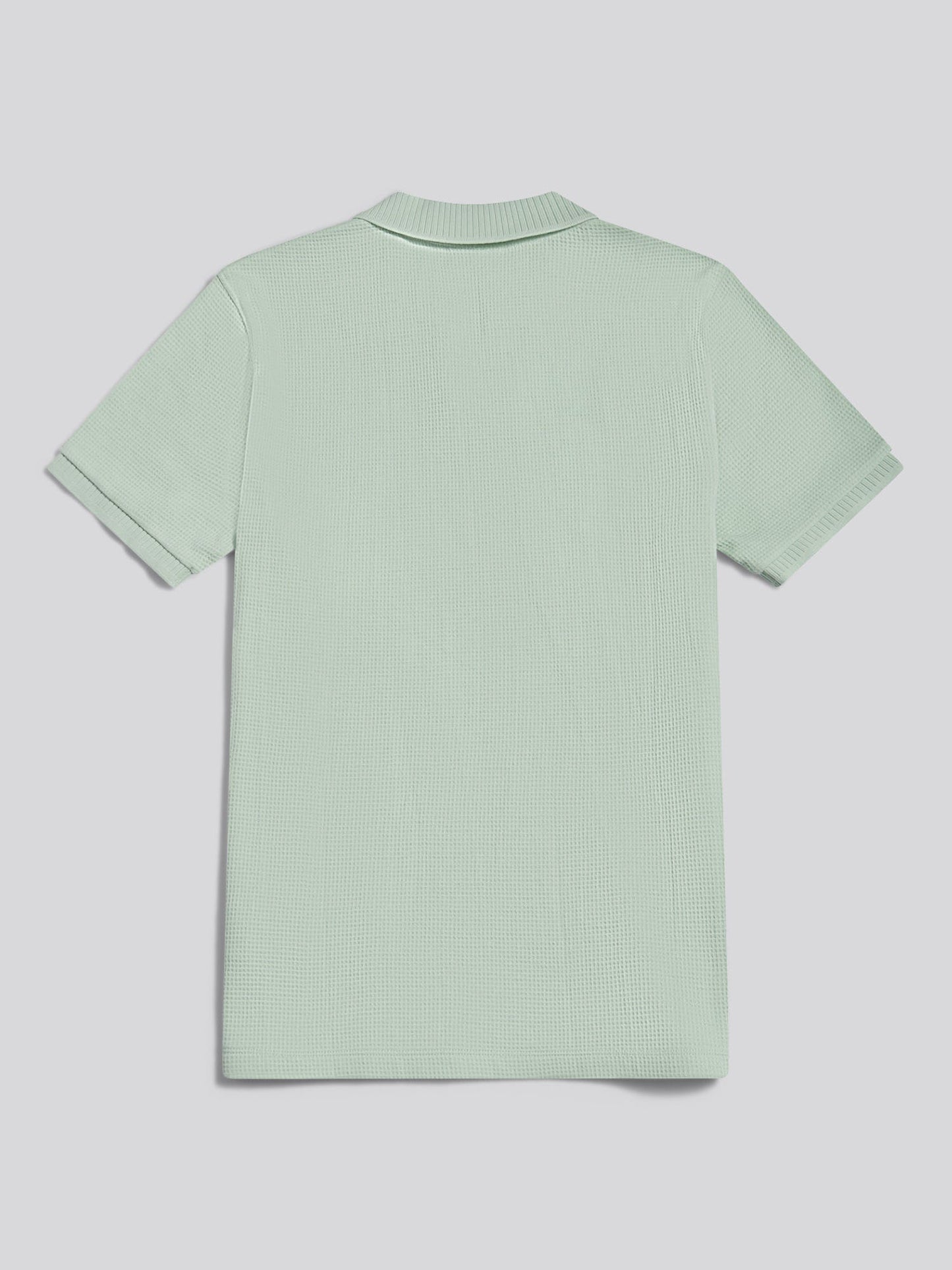 Mens Waffle Open Collar Polo Shirt Aqua Foam