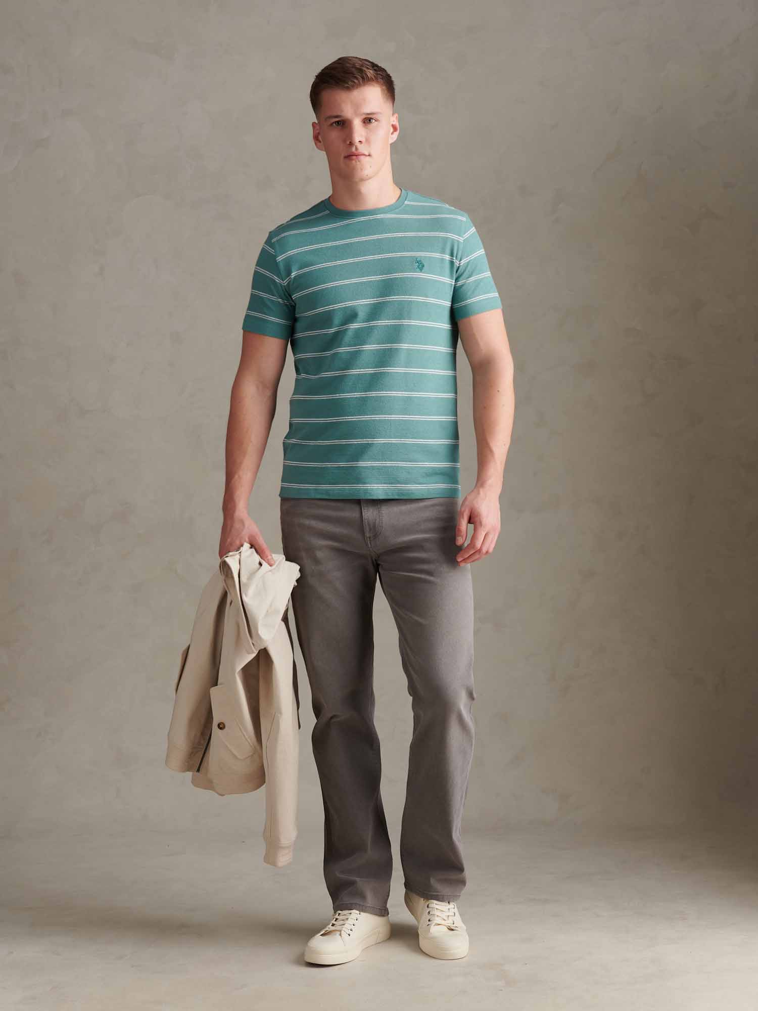 Mens Terry Stripe T-Shirt Arctic