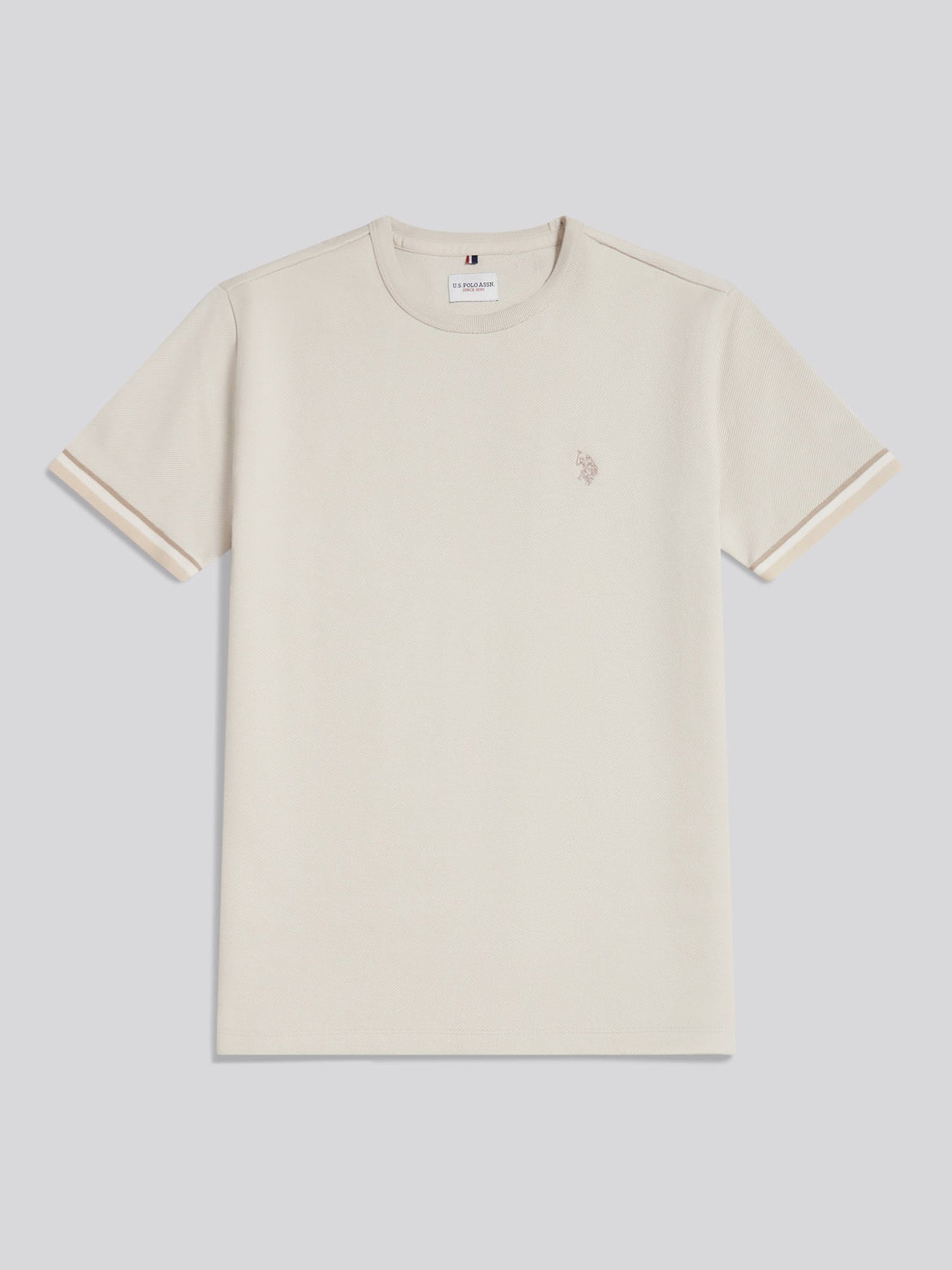 Mens Twill Taped T-Shirt Beige