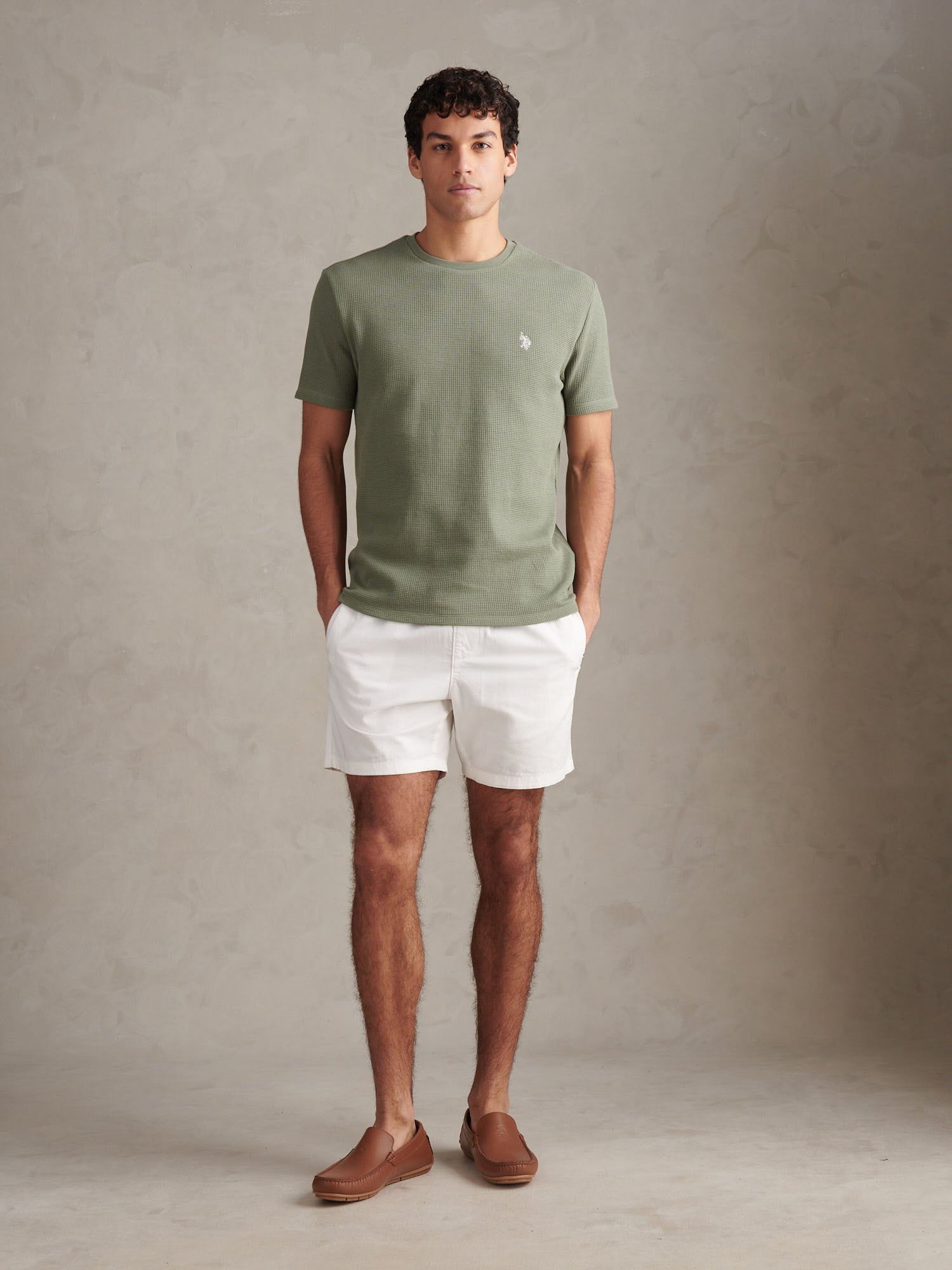 Mens Waffle Jersey T-Shirt Sea Spray