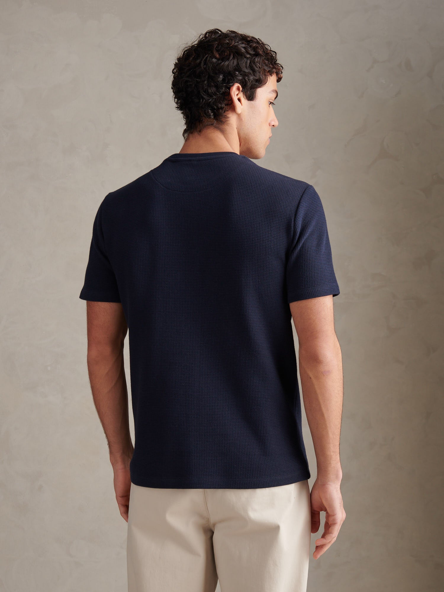 Mens Waffle Jersey T-Shirt Dark Sapphire Navy