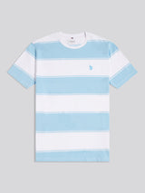 Mens Wide Stripe T-Shirt Air Blue