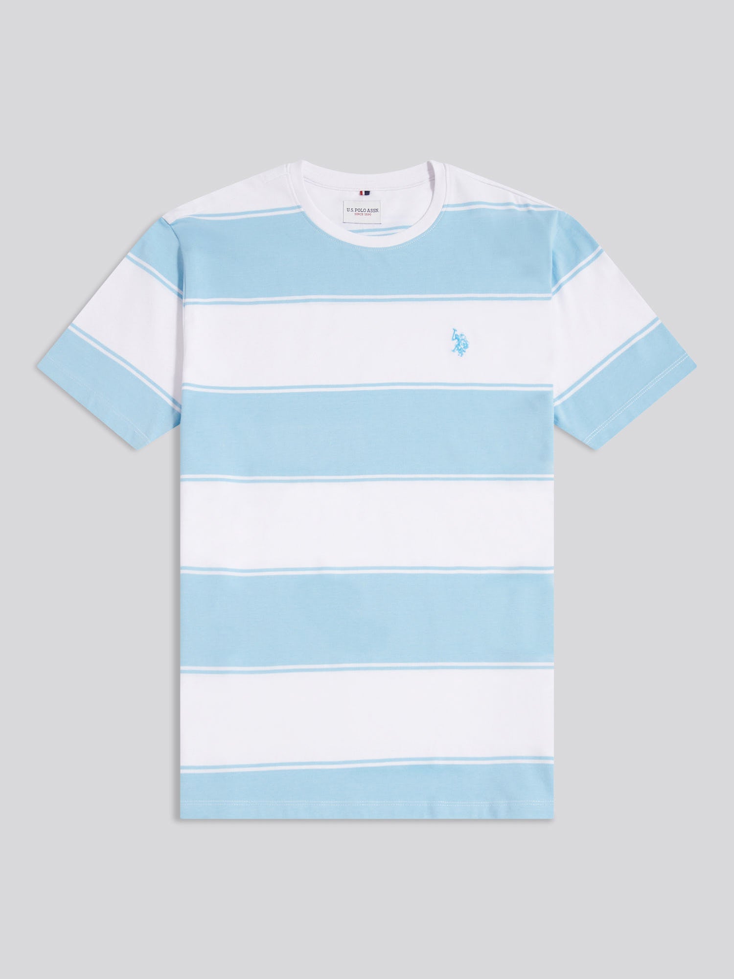 Mens Wide Stripe T-Shirt Air Blue