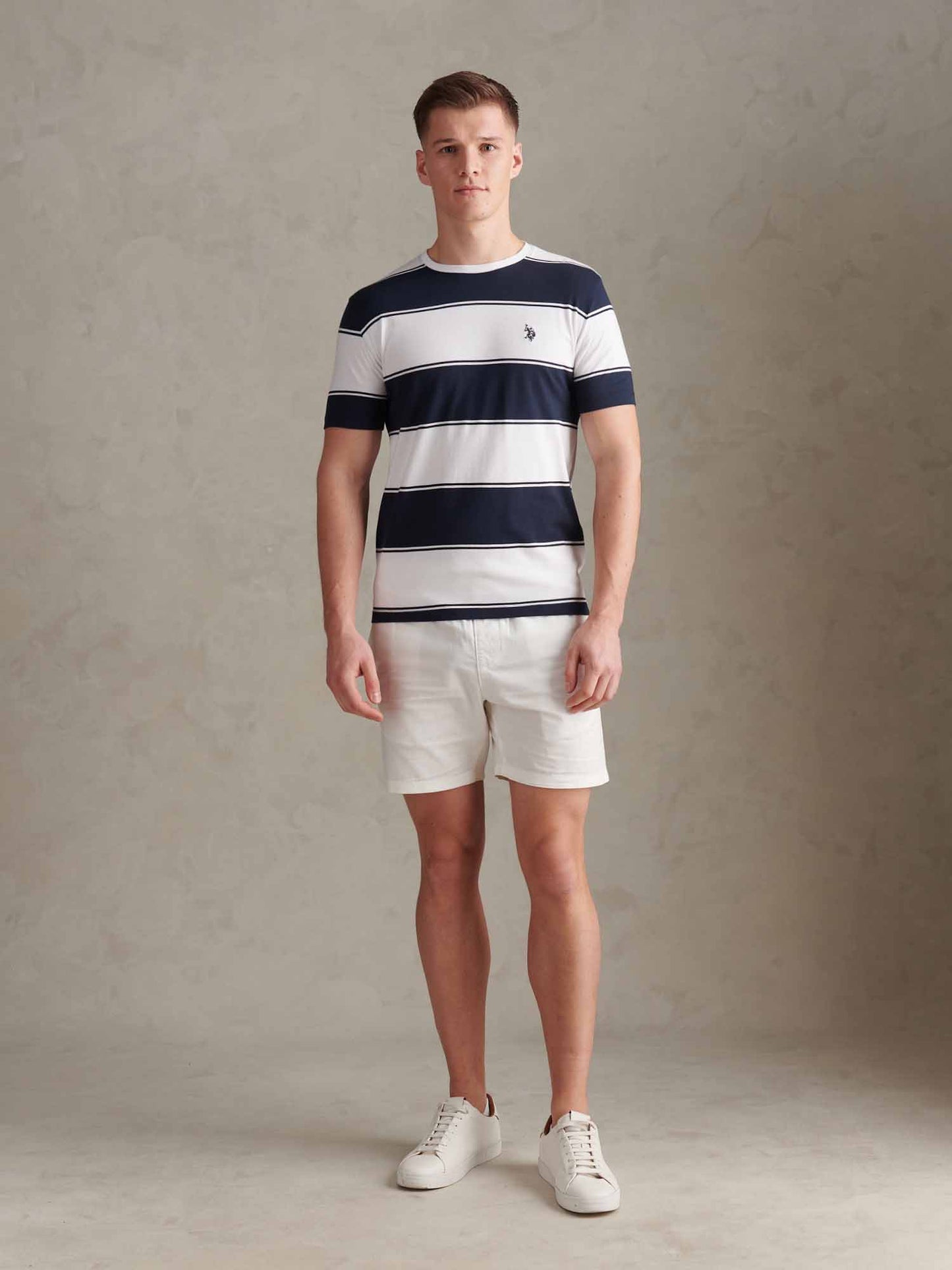 Mens Wide Stripe T-Shirt Dark Sapphire Navy