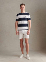 Mens Wide Stripe T-Shirt Dark Sapphire Navy
