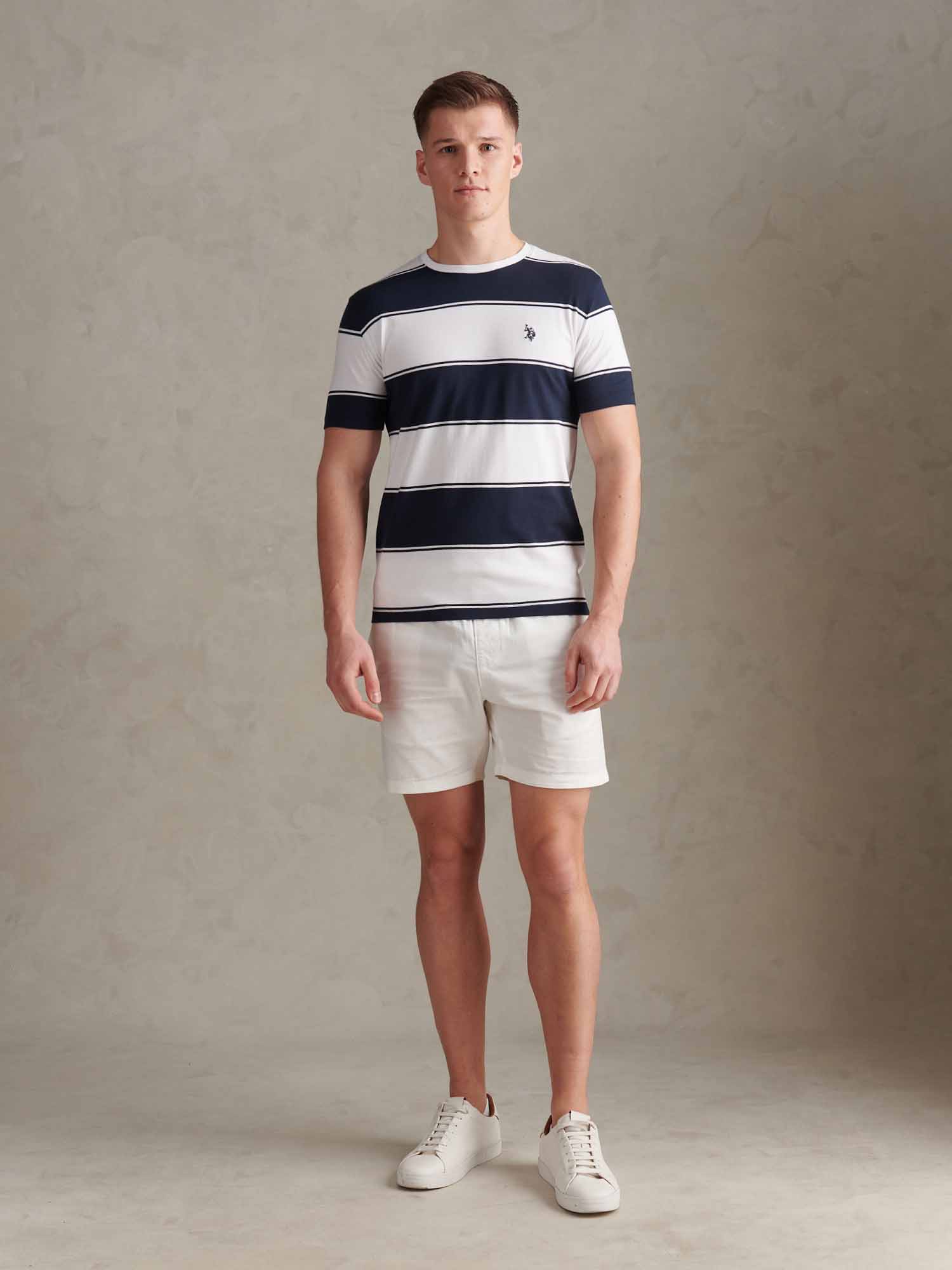 Mens Wide Stripe T-Shirt Dark Sapphire Navy