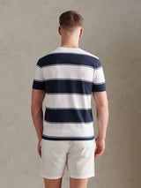 Mens Wide Stripe T-Shirt Dark Sapphire Navy