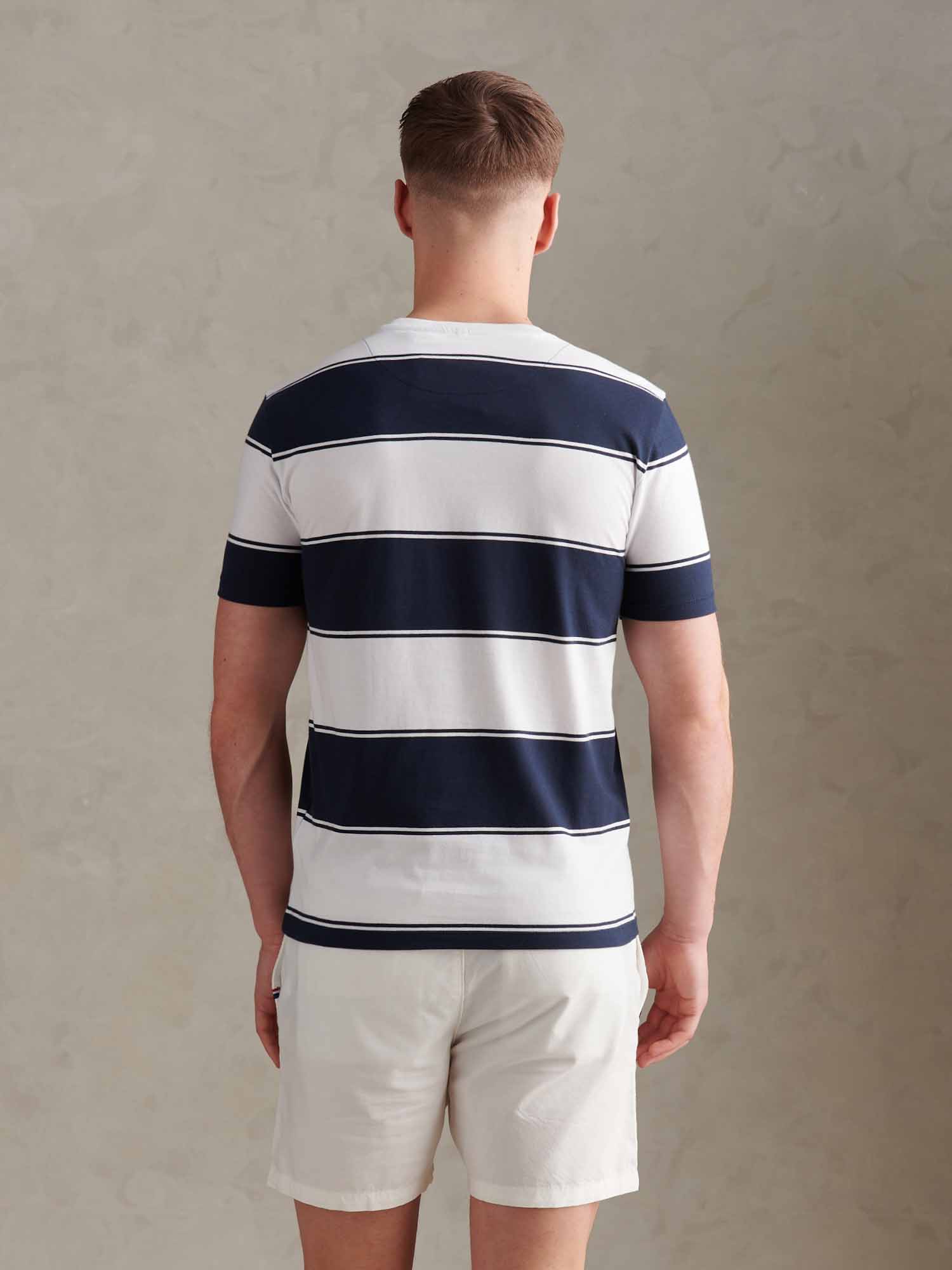 Mens Wide Stripe T-Shirt Dark Sapphire Navy