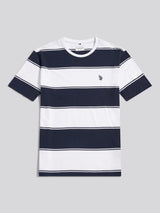 Mens Wide Stripe T-Shirt Dark Sapphire Navy