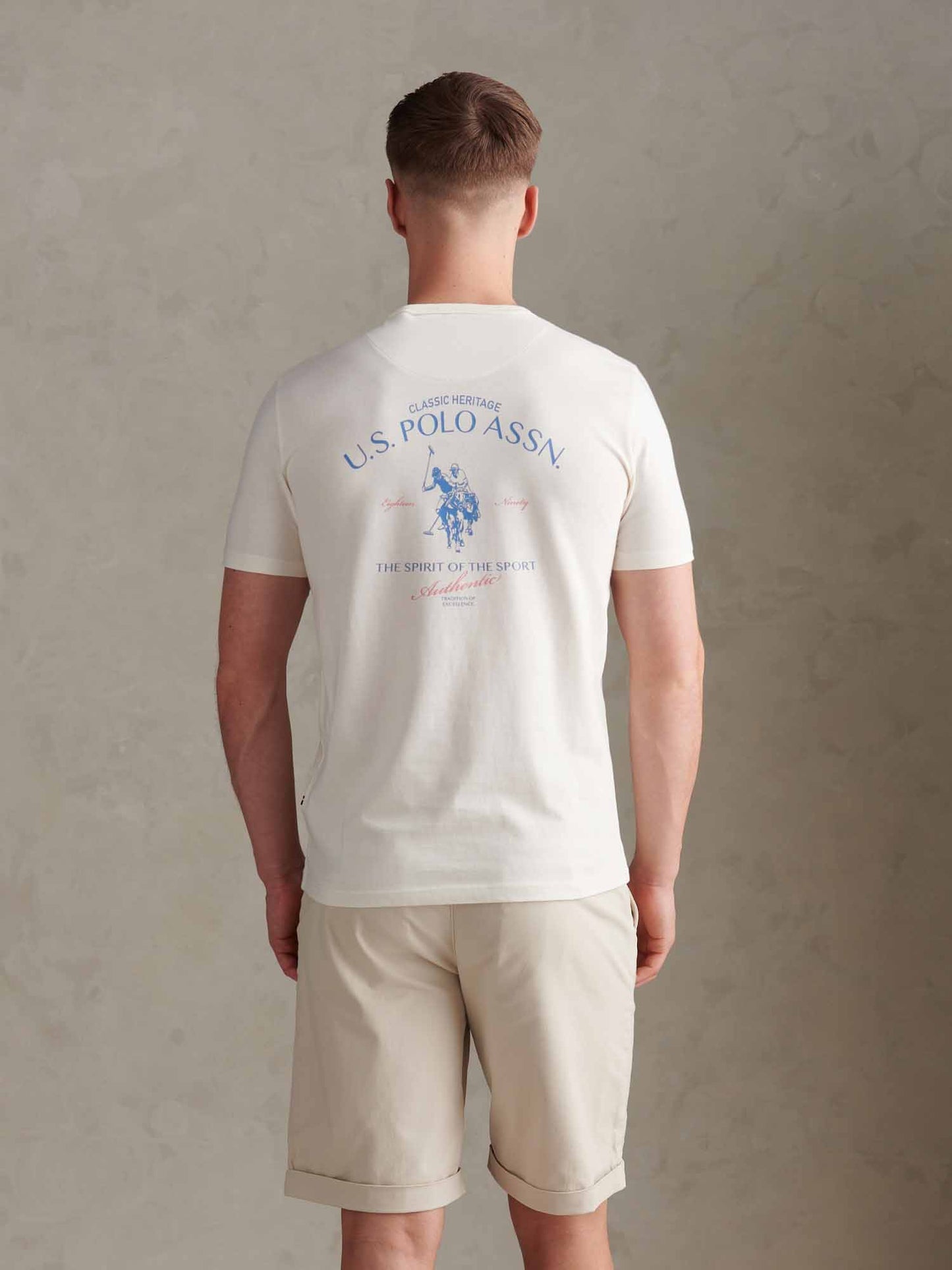 Mens Spirit Of Sport Back Graphic T-Shirt Whisper White
