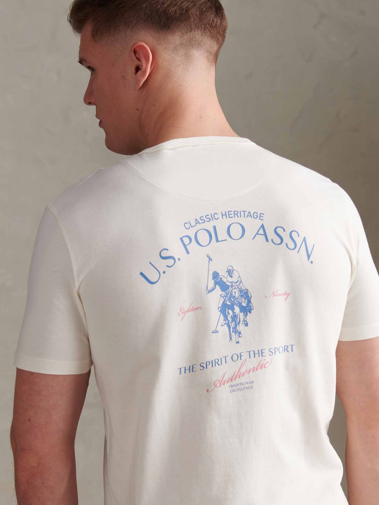 Mens Spirit Of Sport Back Graphic T-Shirt Whisper White