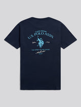 Mens Spirit Of Sport Back Graphic T-Shirt Dark Sapphire Navy